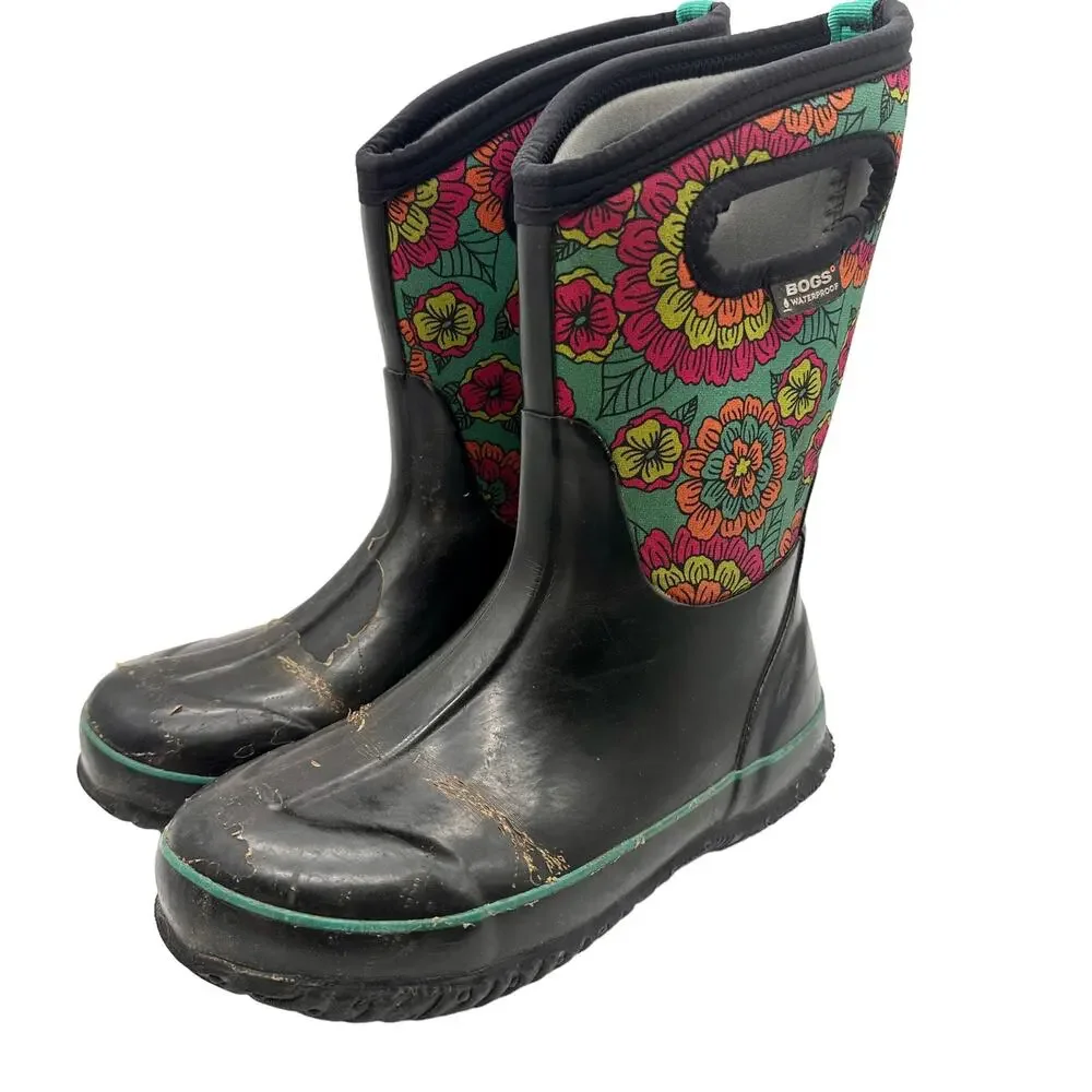 Bogs Youth Girls Sz: 5 Classic Pansies Waterproof Insulated Rubber Rain Boots